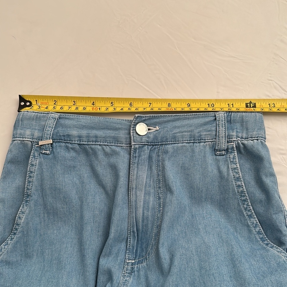 United Colors of Benetton light blue chambray high waisted cargo pants - Picture 7 of 15